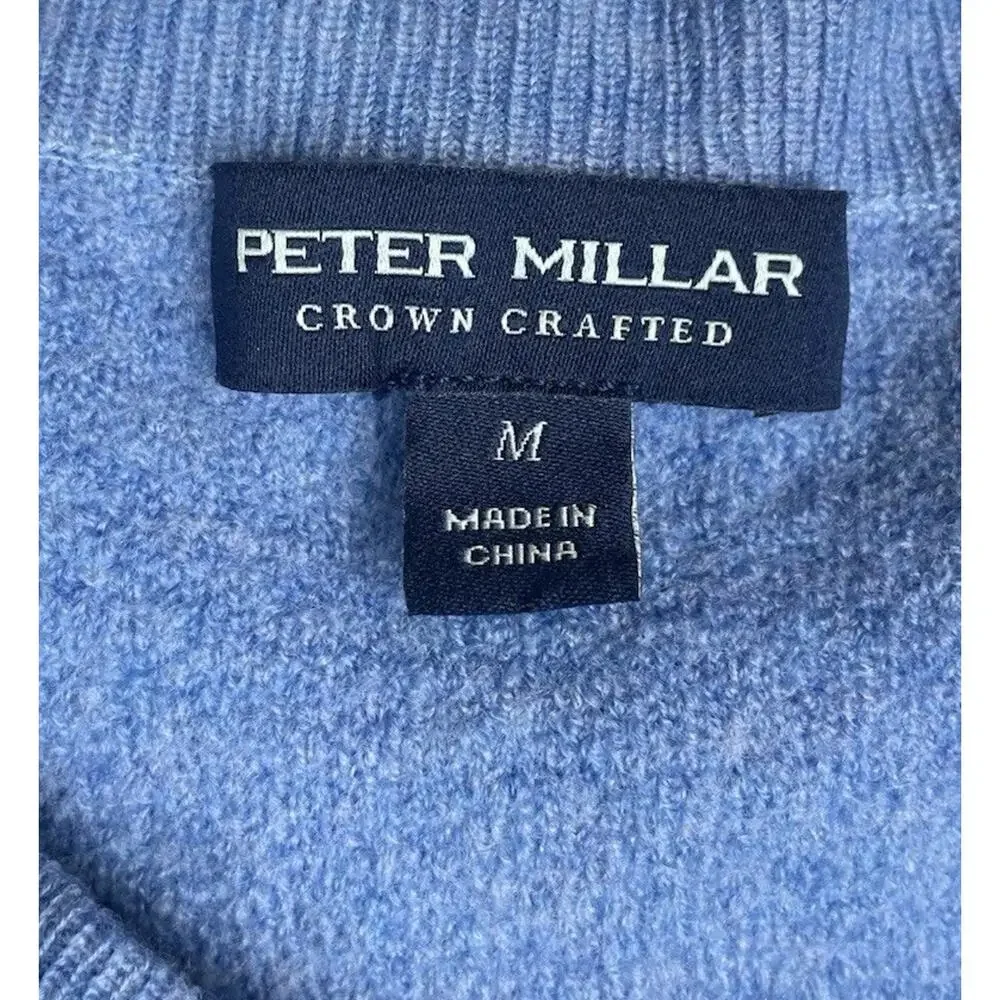 Peter Millar Crown Crafted Merino Wool Crewneck Sweater Medium Blue Lightweight